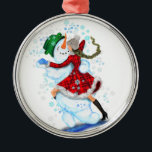 Snowman and Girl Dancers Christmas Ornament<br><div class="desc">Christmas Ornaments with Happy Snowman and Girl Dance Tango Christmas Party Funny Drawing Christmas Ornament - or Choose / Add Your Unique Text / Name / Color - Make Your Special Gift - Resize and move or remove and add elements / text with customization tool ! Drawing and Design by...</div>