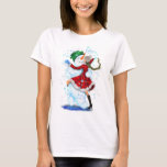 Snowman and Girl Dancers Christmas T-Shirt<br><div class="desc">Christmas T-shirts with Happy Snowman and Girl Dancers Funny Drawing Gift - or Choose / Add Your Unique Text / Name / Colour - Make Your Special Gift - Resize and move or remove and add elements / text with Customisation tool ! Drawing and Design by MIGNED. Please see my...</div>