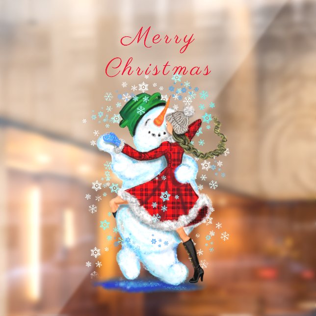 Snowman and Girl Dancers Christmas Window Cling (Sheet 2)