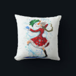 Snowman and Girl Dancers Funny Christmas Pillow<br><div class="desc">Funny Christmas Pillows with Happy Snowman and Girl Dancers Christmas Party Cartoon Drawing Pillow - Customisable - or Choose / Add Your Unique Text / Name / Colour - Make Your Special Gift - Resize and move or remove and add elements / text with Customisation tool ! Drawing and Design...</div>
