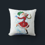 Snowman and Girl Dancers Funny Christmas Pillow<br><div class="desc">Funny Christmas Pillows with Happy Snowman and Girl Dancers Christmas Party Cartoon Drawing Pillow - Customisable - or Choose / Add Your Unique Text / Name / Colour - Make Your Special Gift - Resize and move or remove and add elements / text with Customisation tool ! Drawing and Design...</div>