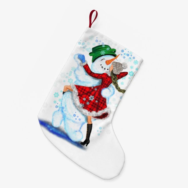 Snowman and Girl Dancers Funny Christmas Stocking (Front (Hanging))
