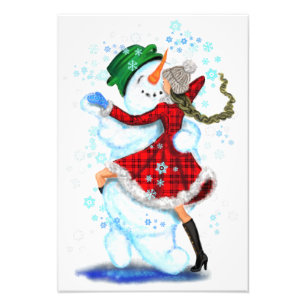 Snowman and Girl Dancers Posters