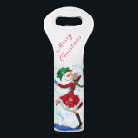 Snowman and Girl Dancets Christmas Wine Bag<br><div class="desc">Christmas Wine Tote Bags with Happy Snowman and Girl Dance Tango Christmas Party Funny Drawing Wine Bag - Customisable - or Choose / Add Your Unique Text / Name / Colour - Make Your Special Gift - Resize and move or remove and add elements / text with Customisation tool !...</div>