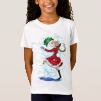 Snowman and Girl Dancing Tango Christmas Party Fun