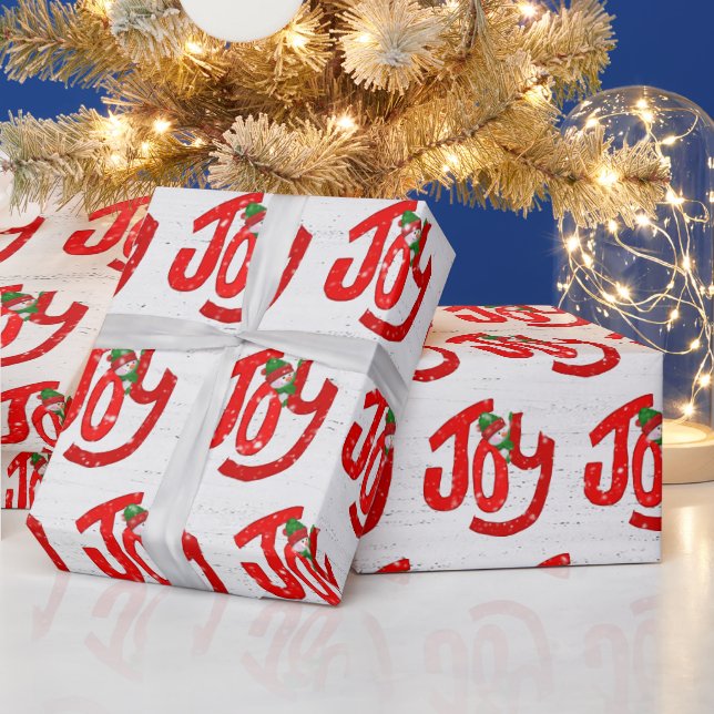 Snowman and Joy on Wood Wrapping Paper (Holidays)