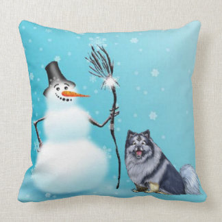 Snowman and keeshond Pillow