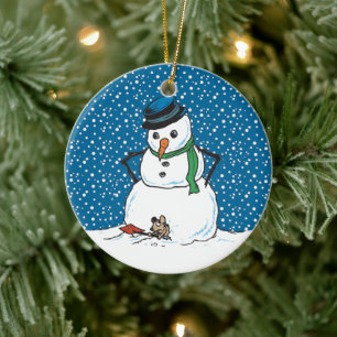 Snowman and Mouse Ornament