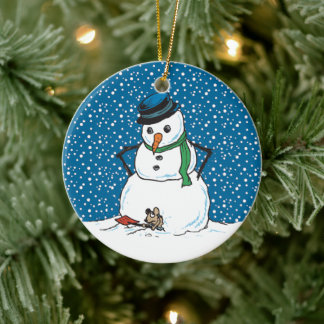 Snowman and Mouse Ornament