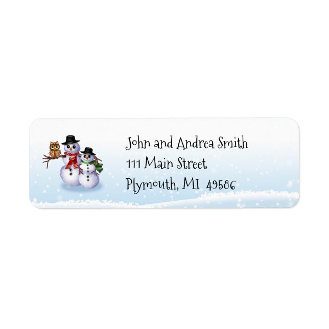 Snowman and Owl Address Label (Front)