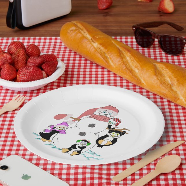Snowman and Penguin Paper Plates (Picnic)