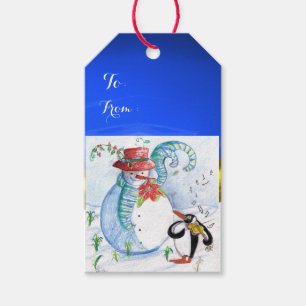 SNOWMAN AND PENGUIN'S WINTER SERENADE GIFT TAGS