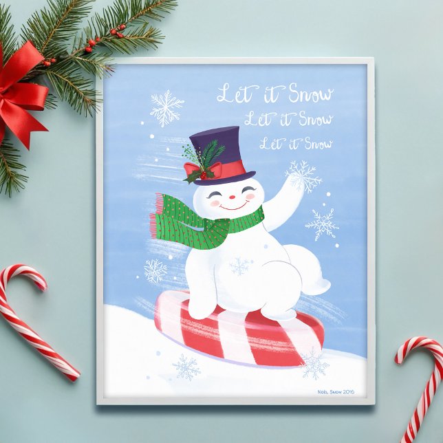 Snowman and Peppermint Let it Snow Art Print (Creator Uploaded)