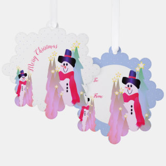 Snowman And Polka Dots Tree Decoration Card