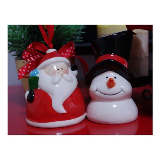 Snowman and Santa Claus Postcard