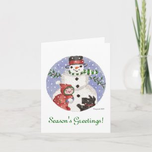 Snowman and scottie Season's greetings Holiday Card