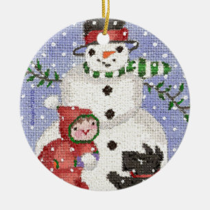 snowman and scotty ornament
