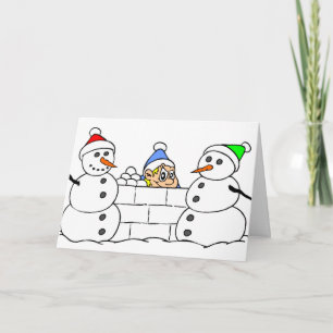 Snowman and Sneaky Boy Holiday Card