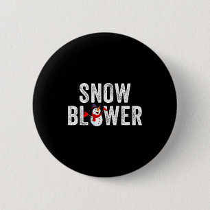 Snowman And Snow Blower Couples Matching Christmas 6 Cm Round Badge