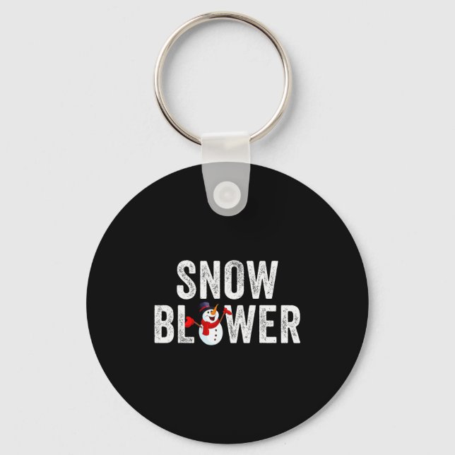 Snowman And Snow Blower Couples Matching Christmas Key Ring (Front)