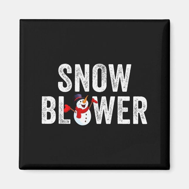 Snowman And Snow Blower Couples Matching Christmas Magnet (Front)