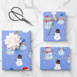 Snowman and Snowfall Wrapping Paper Sheet<br><div class="desc">A festive wrapping paper featuring a variety of snowmen under falling snow. A cute wrap for all your xmas presents!</div>