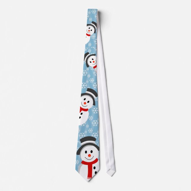 Snowman and Snowflake Pattern Tie (Front)