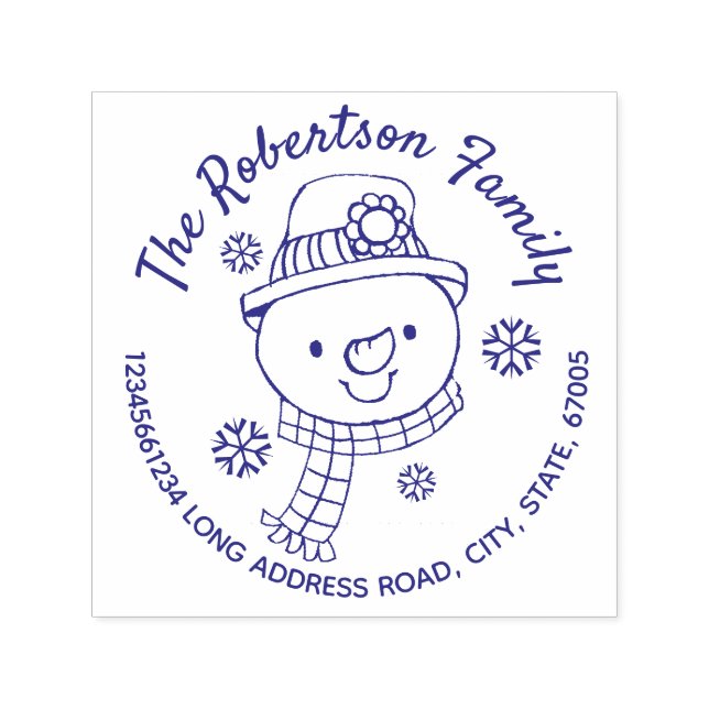 Snowman and Snowflakes Christmas Return Address Self-inking Stamp (Design)