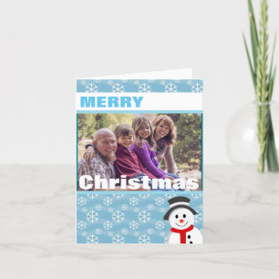 Snowman and Snowflakes Custom Photo Holiday Card