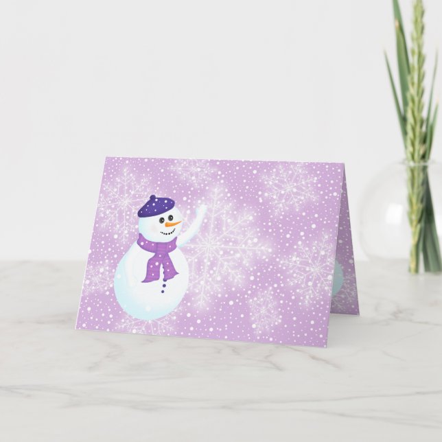 Snowman and Snowflakes Greeting Card (Front)