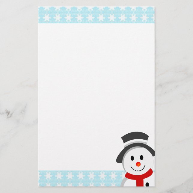 Snowman and Snowflakes Stationery (Front)