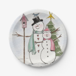 SnowMan and SnowLady Together in the Magic Paper Plate
