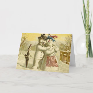 Snowman and snowwoman christmas card