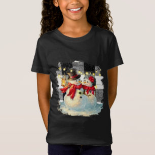 Snowman and Snowwoman Cute Couple at Christmas T-Shirt