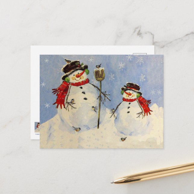 Snowman and Son Card (Front/Back In Situ)