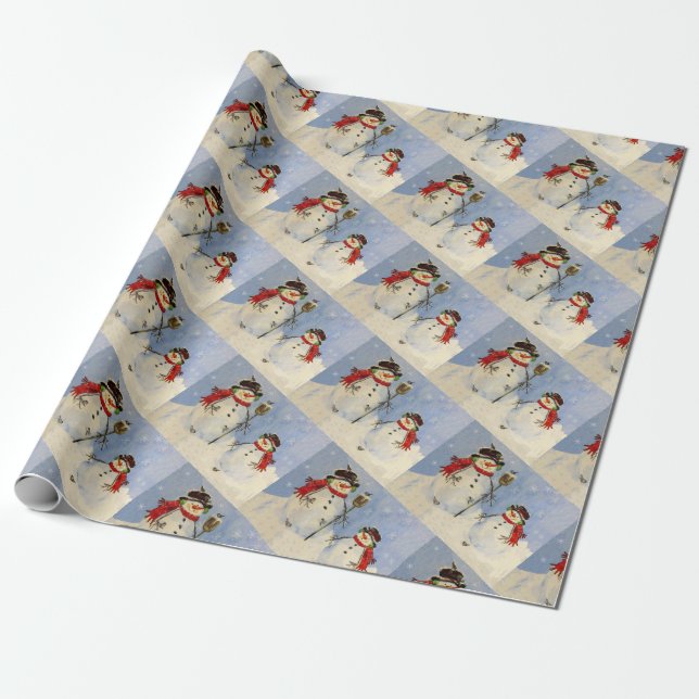 Snowman and Son Wrapping Paper (Unrolled)