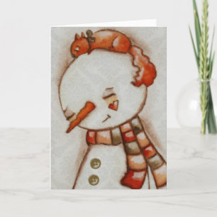 Snowman and Squirrel - Holiday Card