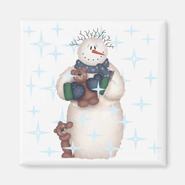Snowman and Teddy Bears Tshirts and Gifts Magnet (Front)