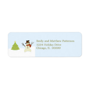Snowman and Tree Christmas Address Labels