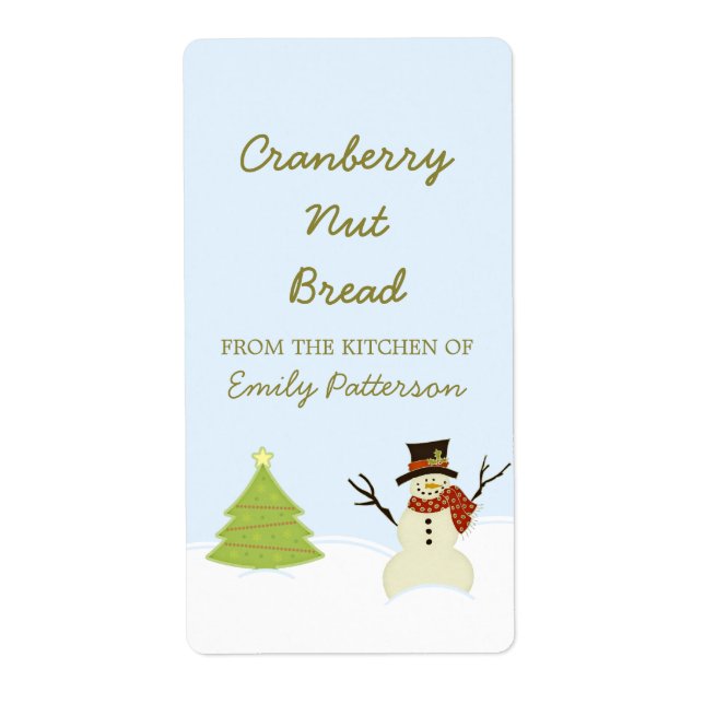 Snowman and Tree Christmas Baking Labels (Front)