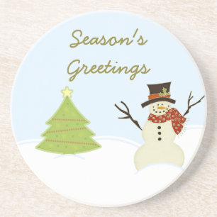 Snowman and Tree Christmas Coaster