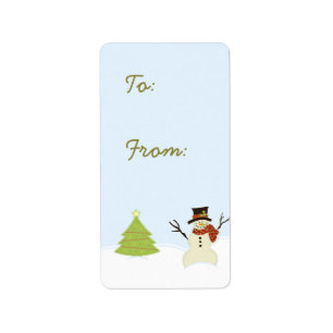 Snowman and Tree Christmas Gift Tag Labels