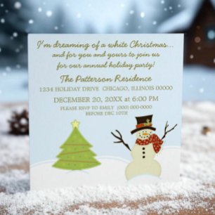 Snowman and Tree Christmas Party Invite