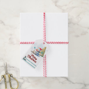 Snowman and tree Christmas tags