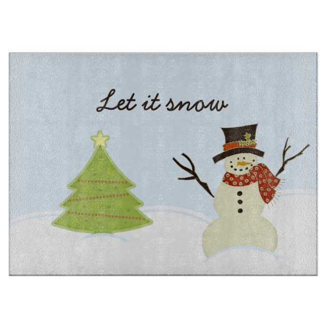 Snowman and Tree Cutting Board (Front)