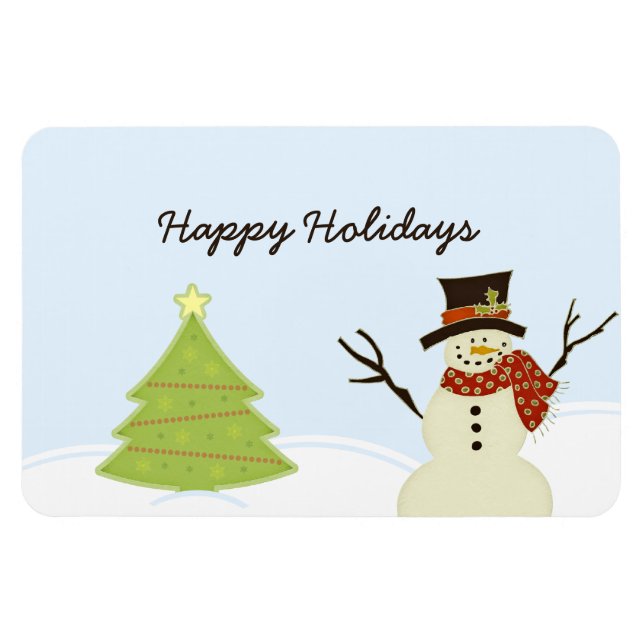 Snowman and Tree Magnet (Horizontal)