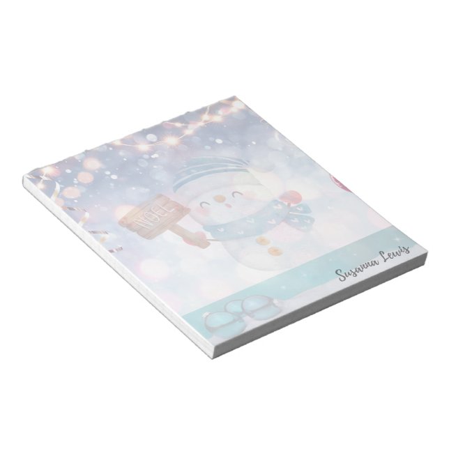 Snowman and Winter Background  Notepad (Angled)