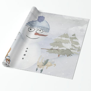 Snowman and Winter Woodland Friends Wrapping Paper