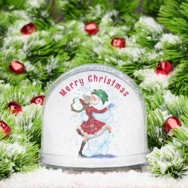 Snowman and Woman Dancers Christmas Snow Globe (Christmas)