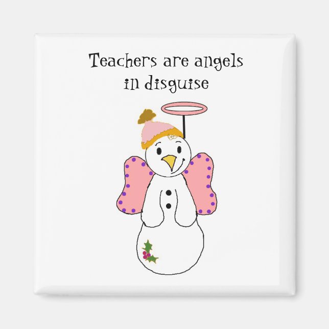 Snowman Angel with Teacher Saying Magnet (Front)
